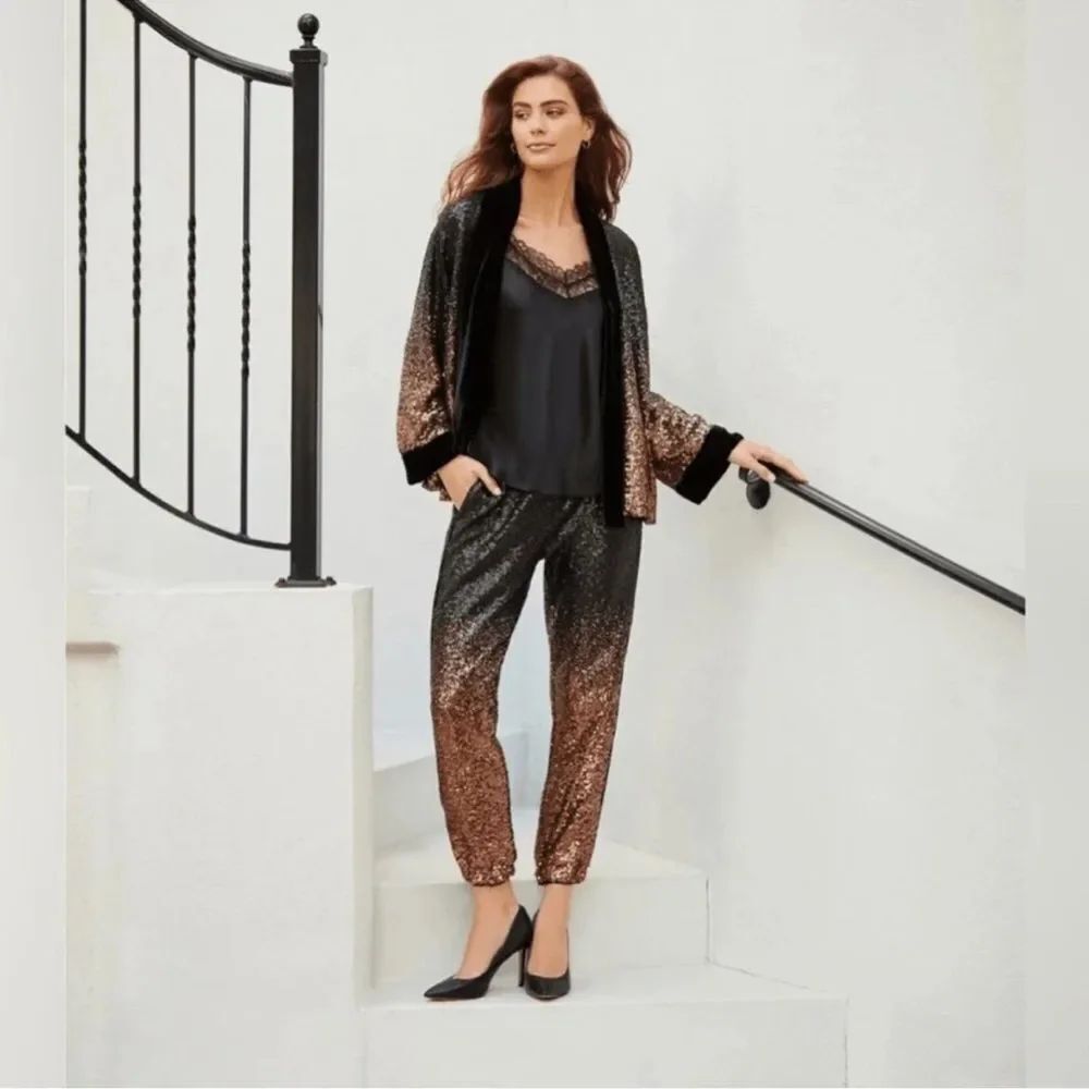 Johnny Was New Jett Gold Sequin Jogger Pants and jacket set